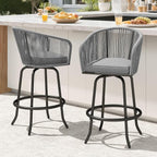 DWVO Outdoor Counter Height Bar Stools Set of 2, Patio Swivel Bar Chairs by DWVO