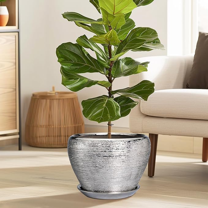 Flower Pot - 10 Inch Planter - Indoor/Outdoor Decorative Mid-Century Planter - - Image 2