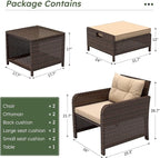 LHBcraft Balcony Furniture 5 Piece Wicker Patio Furniture Set, Outdoor - Image 6