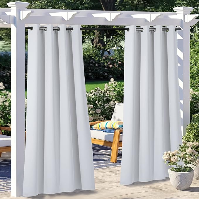 NICETOWN 2 Panels Exterior Greyish White Outdoor Curtains by NICETOWN