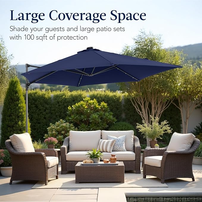 Best Choice Products 10ft Solar LED Offset Cantilever Hanging Market Patio - Image 5