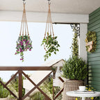 Jute Macrame Plant Hanger Indoor Set of 2 Hanging Planter Basket Flower Pot - Image 8