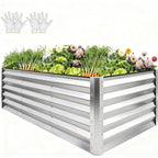 YITAHOME 8x4x3ft Large Raised Garden Bed Kit, Galvanized Metal Planter Box by YITAHOME