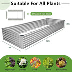 12x4x1.5FT Galvanized Raised Garden Bed, Vegetable Boxes-Rectangle Metal Flower - Image 2