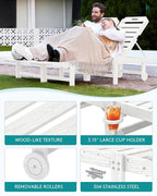 SERWALL Patio Chaise Lounge Chair Set of 4, HDPE Outdoor Lounge Chair - Image 5