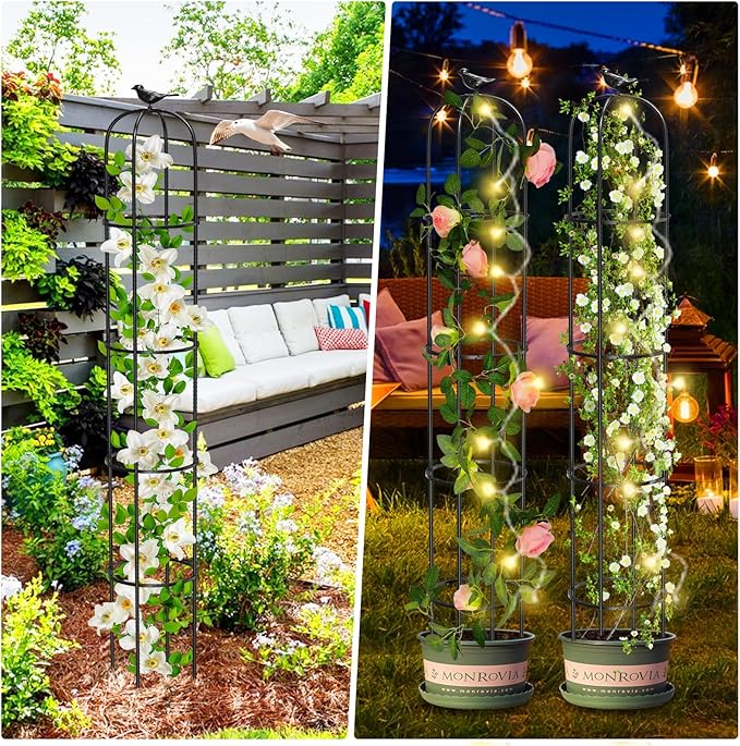 Tower Obelisk Garden Trellis for Climbing Plant，6.2FT/74.4" Rustproof Metal - Image 6