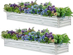 2 Pack 8x2x1FT Galvanized Raised Garden Beds Kit Outdoor Metal Gardening by Meberam