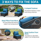 Jing's Villa 7-Piece Patio Furniture Set, All-Weather Outdoor Wicker Sectional - Image 6