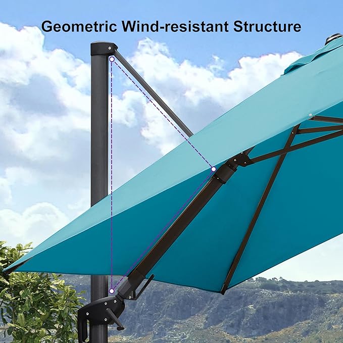 PURPLE LEAF 10' X 10' Left-right Tilting Patio Umbrella Outdoor Cantilever - Image 9