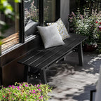 VINGLI 47” Outdoor HDPE Bench, Weatherproof Garden Bench w/Metal Legs, Poly - Image 7