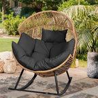 Vongrasig Wicker Egg Chair PE Rattan Rocking Chair - Image 8