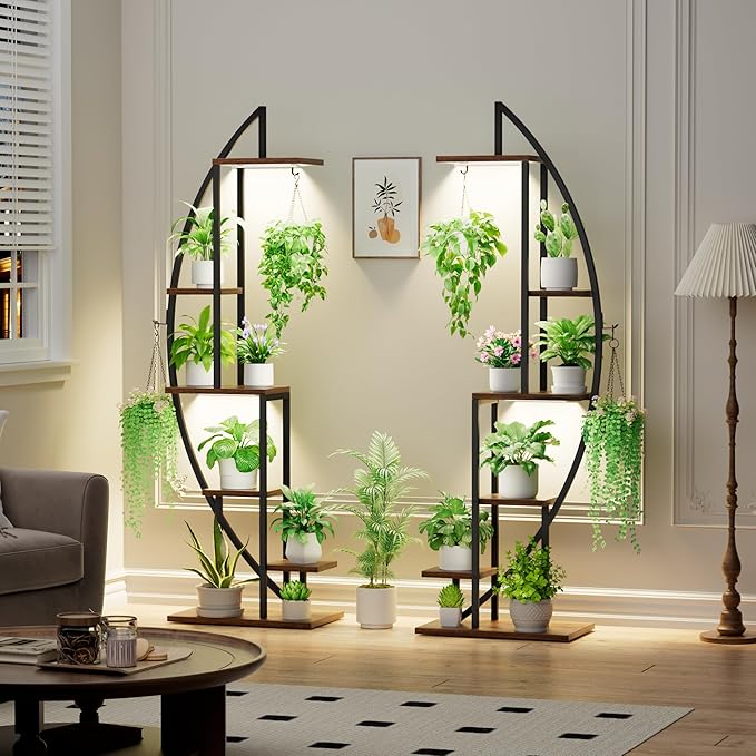 Plant Stand Indoor with Grow Lights, 6 Tiered Tall Plant Shelf, Half-Moon Plant - Image 5