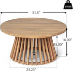 Merax Patio Outdoor Acacia Wood Round Coffee Table - Image 7