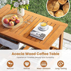 Tangkula Outdoor Acacia Wood Coffee Table, Patio 29.5” Rectangle Slatted 2 Tier - Image 6