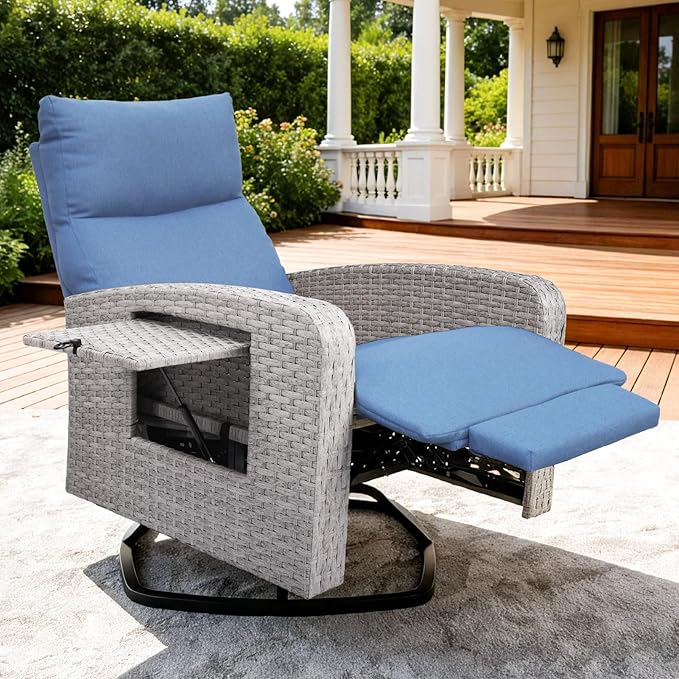 Outdoor Recliner Chair Set of 2, Wicker Patio Recliners by zzw
