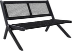 SAFAVIEH Outdoor Collection Kobina Black Acacia Wood/Black Rope Foldable Bench - Image 4