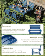 GREENVINES Outdoor Dining Chair | HDPE | Patio Chairs | All-Weather | Blue - Image 5