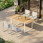 Outdoor Table and Chairs of 4, Patio Dining Sets, HDPS + Aluminum Outdoor by Oasbira