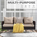 DWVO 3 Seats Porch Swing Hanging Bench Swing Outdoor Wicker Patio Swing Lounge - Image 2