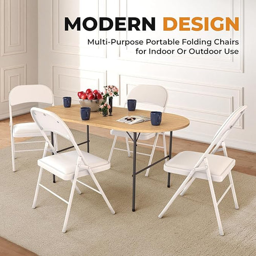 4 Pack Leather Chair | Foldable & Stackable | 350 lbs Capacity Steel Frame Seats - Image 2
