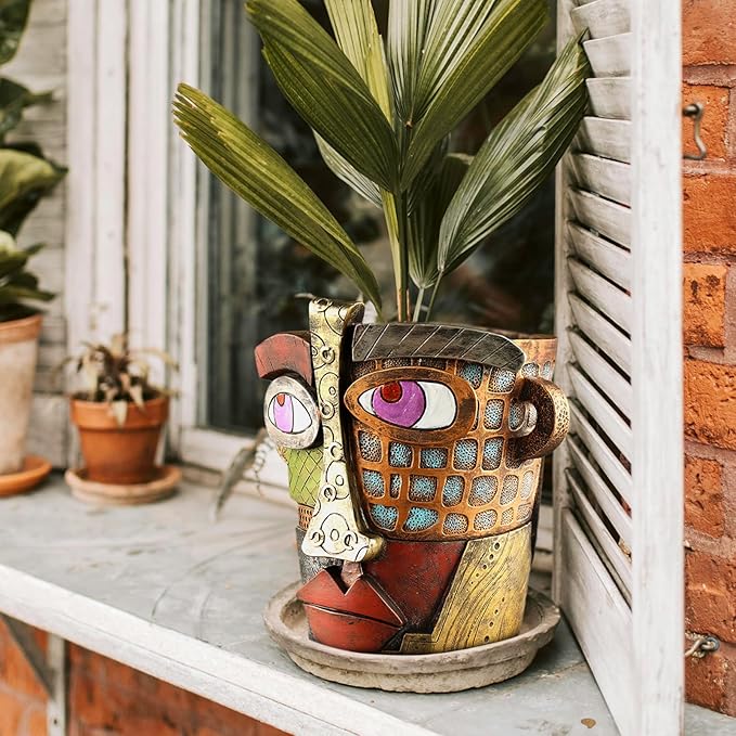 Abstract Face Planters Pots Head, Unique Head Planter - Image 4