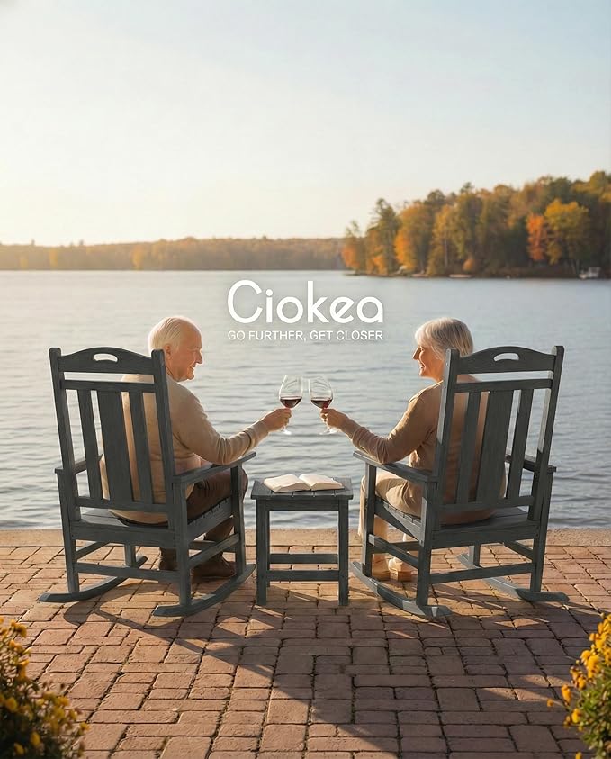 Ciokea Oversized Outdoor Rocking Chairs Set of 2, 380lbs Heavy-Duty Large Patio - Image 4
