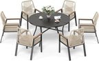 7 Pieces Patio Dining Set, 6 x Woven Rattan Chairs - Image 8