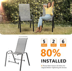 VINGLI Patio Chairs Set of 6 – Stackable Outdoor Dining Chairs - Image 5