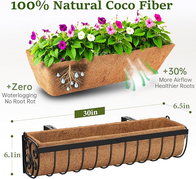 Railing Planter Boxes, 30 Inch Window Boxes Planters, Balcony Planters - Image 2