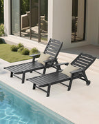 Carauci Lounge Chair Outdoor, HDPE Chaise Lounge - Image 2