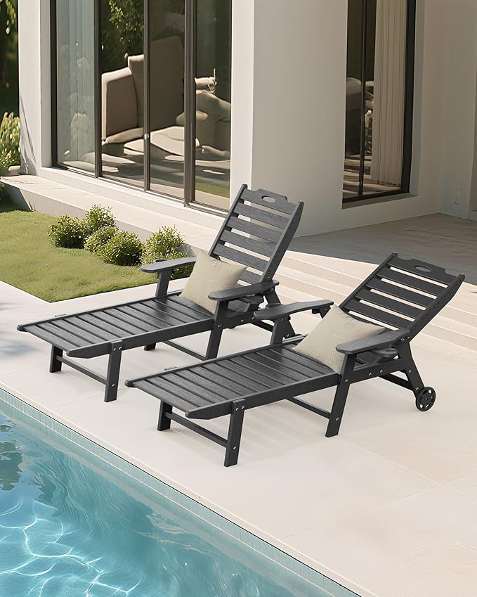 Carauci Lounge Chair Outdoor, HDPE Chaise Lounge - Image 2