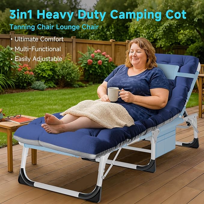 ABORON Heavy Duty Tanning Chair, Outdoor 5-Position Folding Chaise Lounge Chair - Image 3