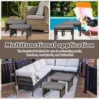 2 Pcs Patio Rattan Ottomans Outdoor Wicker Ottomans Patio Footstool Footrest - Image 6