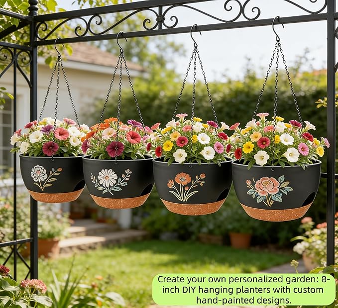 Set of 2-8 Inch Self Watering Hanging Planters - Image 4