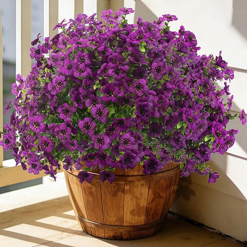 20 Bundles Artificial Flowers for Outdoors, UV Resistant Fake Plants Flowers by Grunyia