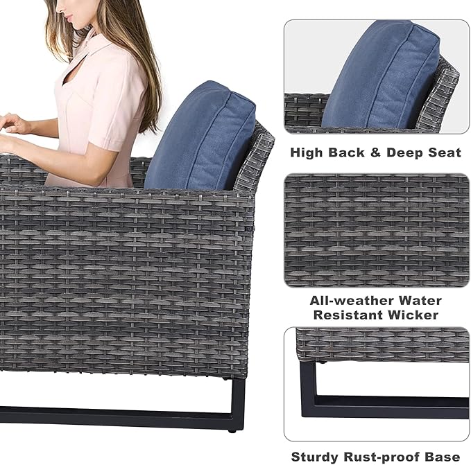 Belord 7 Piece Outdoor Furniture Patio Wicker Sofa Set, Oversize Outdoor Dining - Image 6