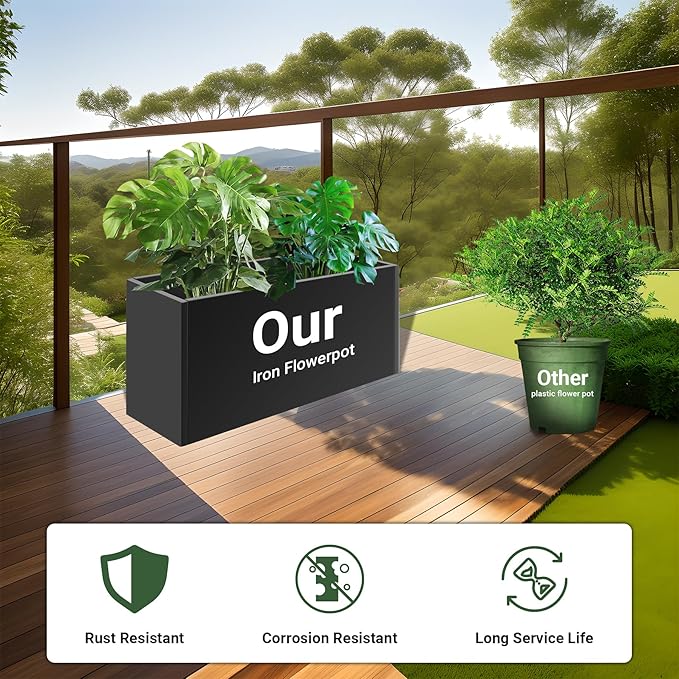 Metal Planter Box 30” x 12” x 16”, Tall Planter Box - Image 3