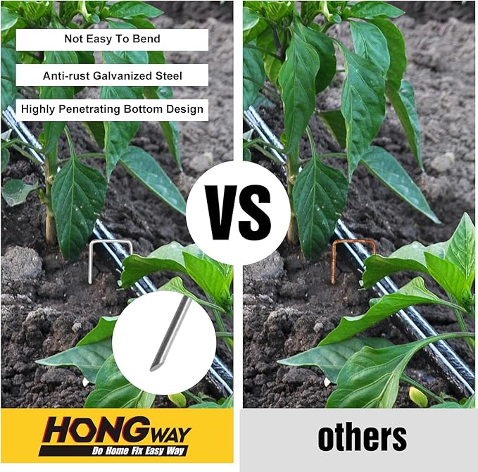 HongWay 120 Pack 12 Inch Landscape Staples, Garden Stakes 11 Gauge Galvanized - Image 4