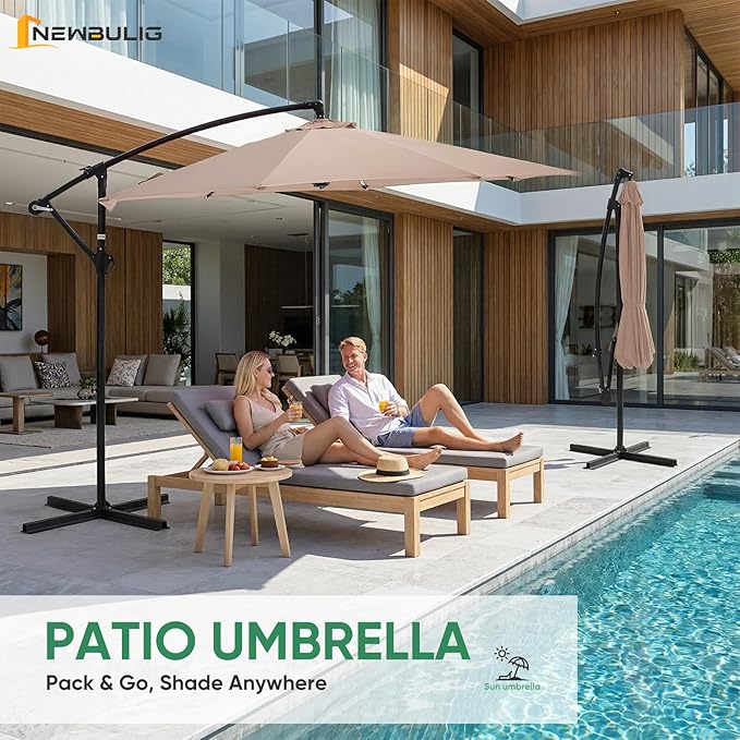 NEWBULIG 10FT Patio Umbrella, Offset Cantilever Outdoor Patio Table Umbrella - Image 10