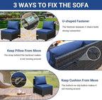 Jing's Villa 2 Piece Outdoor Wicker Armless Sofa, Patio Rattan Sectional Sofa - Image 5