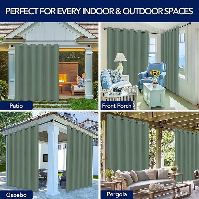 PureFit Outdoor Curtains for Patio Waterproof Weatherproof, UV Resistant - Image 5