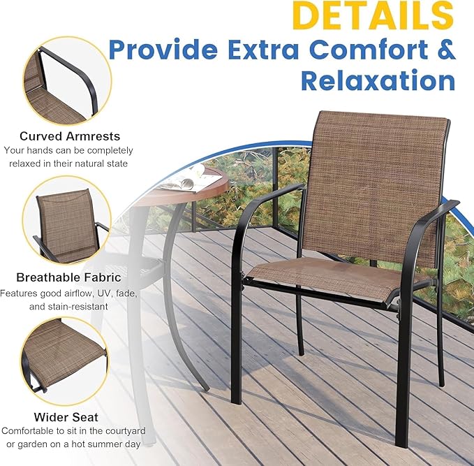 VICLLAX Patio Dining Set for 6, Outdoor Furniture Set Includes 47.2" Round - Image 6