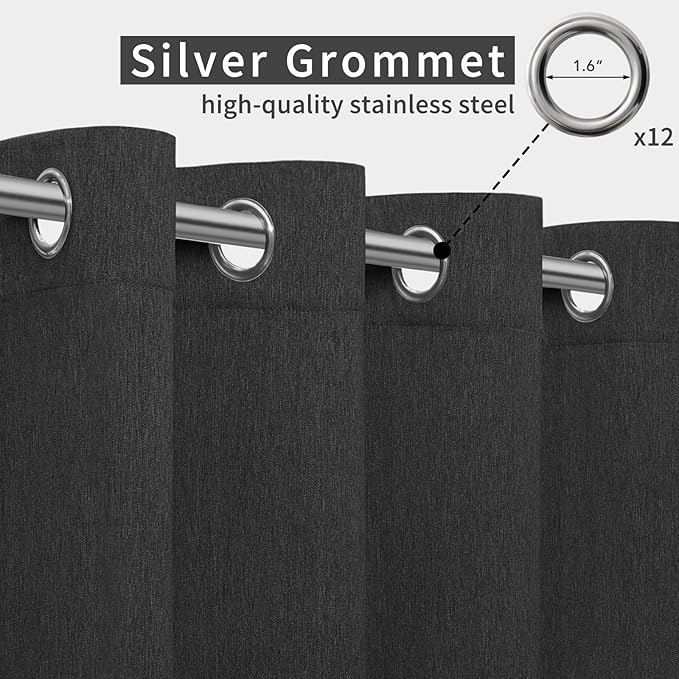 Easy-Going Linen Look Outdoor Curtains Waterproof Windproof Porch Curtains - Image 3
