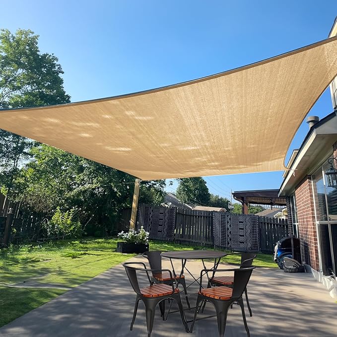 SUNLAX Sun Shade Sail 10' x 22' Sand Rectangle Canopy Sail Shade Cover UV Block by SUNLAX