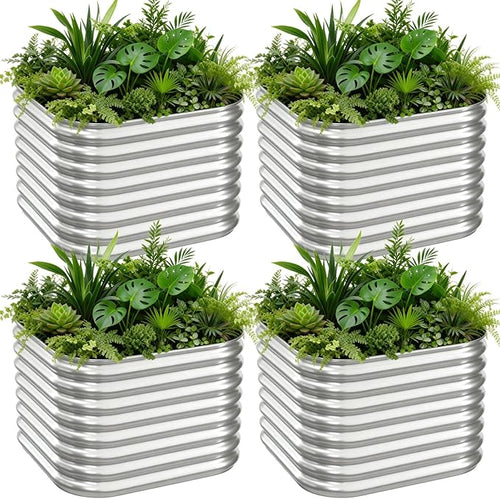 4 PCS Galvanized Raised Garden Bed Outdoor, Metal Garden Bed - Image 2