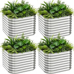 4 PCS Galvanized Raised Garden Bed Outdoor, Metal Garden Bed - Image 8