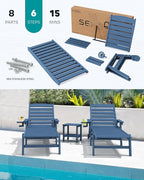 SERWALL Patio Chaise Lounge Chair Set of 2, Poly Lounge Chair - Image 6