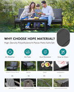 SERWALL HDPE Patio Sofa Set, 4-piece Sectional Outdoor Furniture Set, All - Image 3