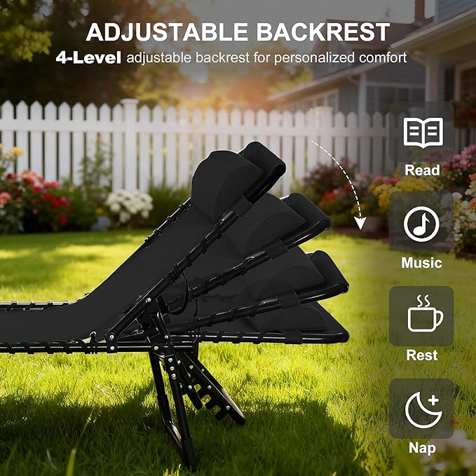 Outsunny Folding Chaise Lounge Chair, Patio Sun Tanning Chair, Outdoor Chaise - Image 4