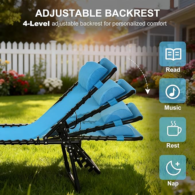 Outsunny Folding Chaise Lounge Chair, Patio Sun Tanning Chair, Outdoor Chaise - Image 4